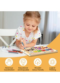 DRQ DRQ Magnetic Color & Number Maze, Montessori Counting Matching Toys, Wooden Magnet Maze Board Game Toys, Toddler Fine Motor Skills Toys for Boys Girls 3 Years Old Preschool Learning Activities, Train  - Image 3