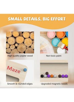 DRQ DRQ Magnetic Color & Number Maze, Montessori Counting Matching Toys, Wooden Magnet Maze Board Game Toys, Toddler Fine Motor Skills Toys for Boys Girls 3 Years Old Preschool Learning Activities, Train  - Image 2