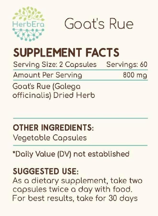 HerbEra Goat's Rue 120 Capsules, 400 mg, Goat's Rue (Galega officinalis) Dried Herb (120 Capsules) - Image 4
