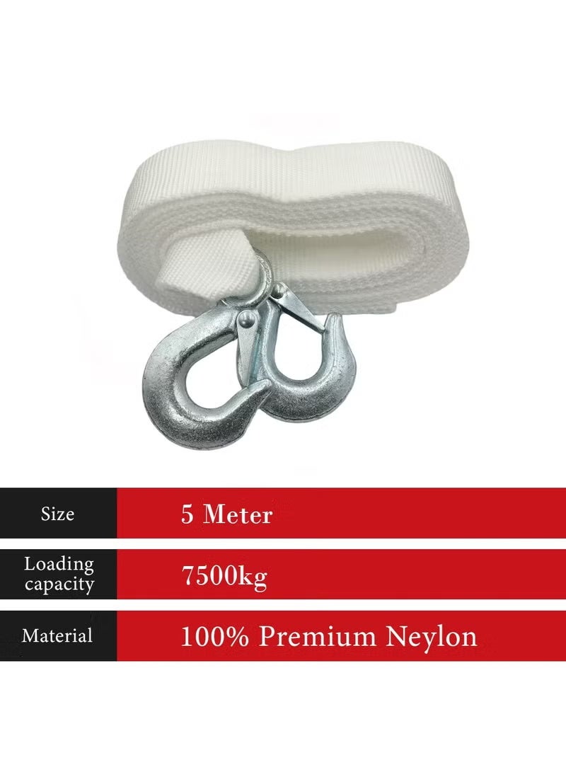 3 اكس ار حزام سحب بطول 5 أمتار مع خطافات - سعة تحميل 7500 كجم - حبل سحب من النايلون عالي التحمل للسيارات وسيارات الدفع الرباعي والشاحنات والسحب في حالات الطوارئ على الطرق الوعرة 3506 - Image 5