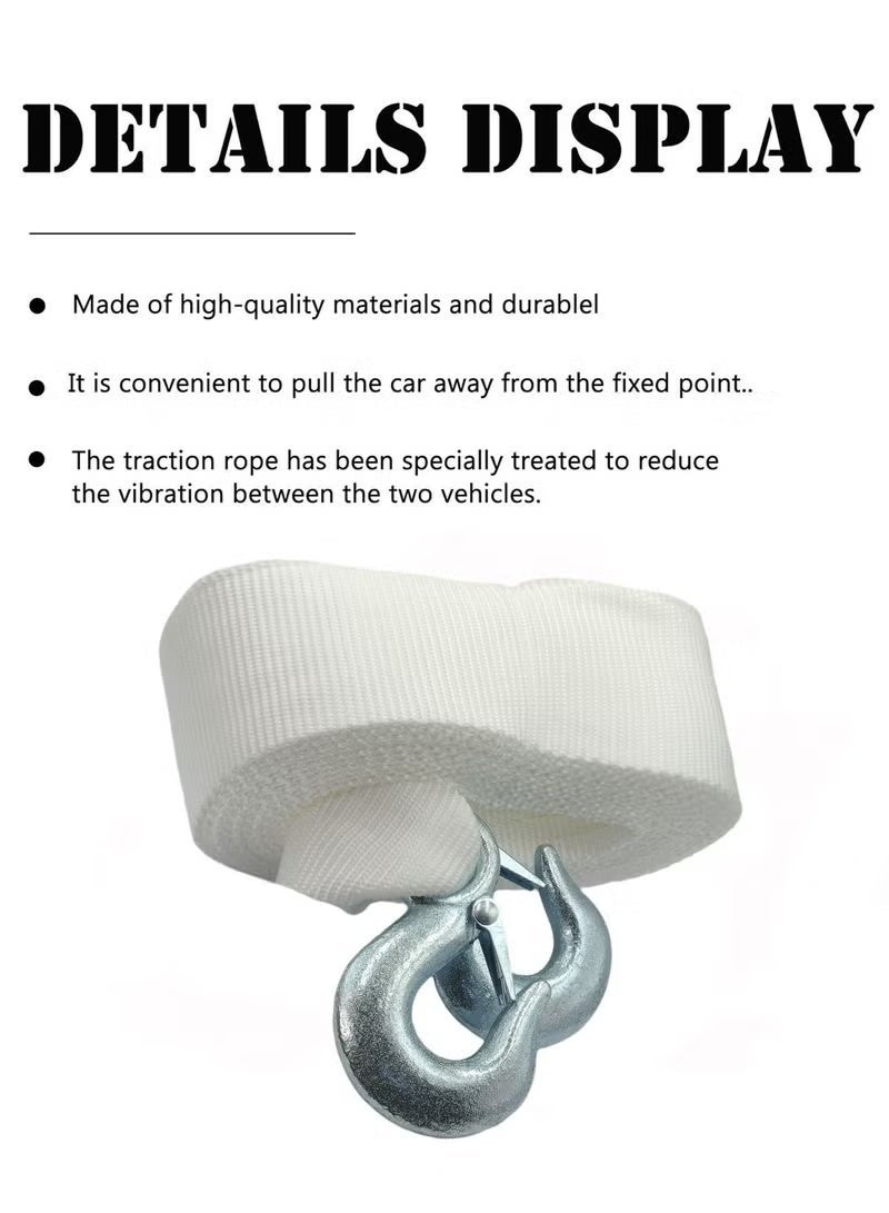 3 اكس ار حزام سحب بطول 5 أمتار مع خطافات - سعة تحميل 7500 كجم - حبل سحب من النايلون عالي التحمل للسيارات وسيارات الدفع الرباعي والشاحنات والسحب في حالات الطوارئ على الطرق الوعرة 3506 - Image 4