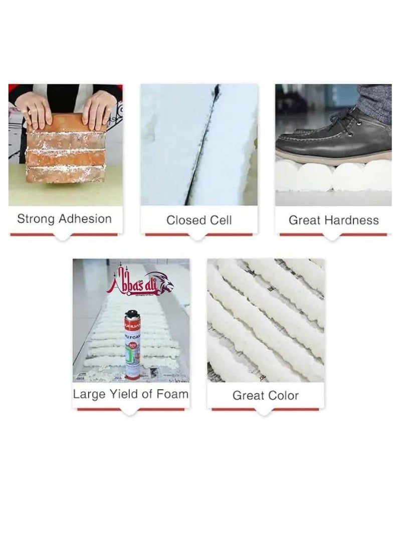 ABBASALI 750ml PU Foam Spray – Expanding Polyurethane Insulation Foam for Sealing, Filling, and Bonding. Ideal for Gaps, Cracks, and Joints. Easy Application with Precise Nozzle. Fast Curing (2)  - Image 2