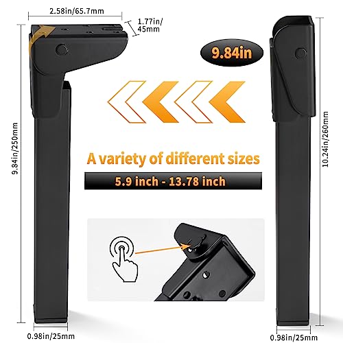 O.HSNYIU 4 Pcs Self Locking Folding Table Legs, 6", 8", 10", 12" Foldable Table Legs for Camping Tables Furniture DIY (9.84 inches / 25 cm) - Image 3