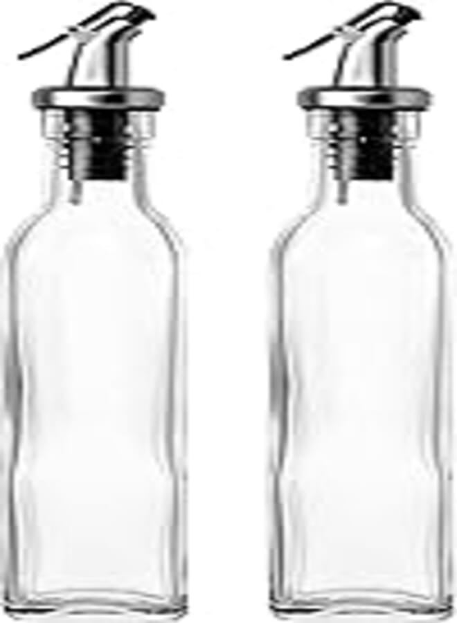 Juvale Generic Juval Olive Oil Dispenser - 2 Pack 250ml 8.5oz Glass Oil and Vinegar Bottle with Dispenser - Clear