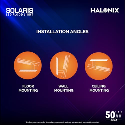 Halonix Aluminium 50W Solaris Waterproof Outdoor LED Flood Light|Halogen Light,Focus Light for Garage,Parking,Shop -(Cool White)-Pack of 2|Short Circuit & Surge Protection with IP66 Rated - Image 2