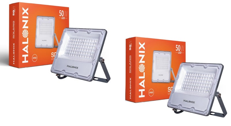 Halonix Aluminium 50W Solaris Waterproof Outdoor LED Flood Light|Halogen Light,Focus Light for Garage,Parking,Shop -(Cool White)-Pack of 2|Short Circuit & Surge Protection with IP66 Rated - Image 1