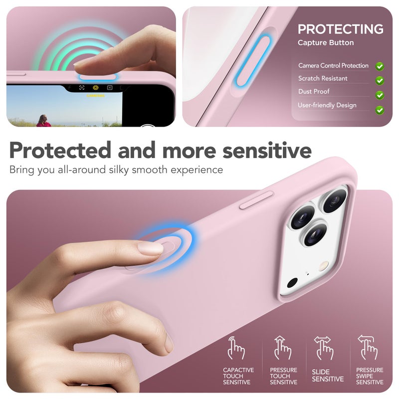 GONEZ Magnetic for iPhone 17 Pro Max Case, Compatible with MagSafe, [Screen Protector + Camera Lens Protector], Liquid Silicone Anti-Scratch Shockproof Protective Phone Case 6.9 inch, Pastel Pink - Image 5