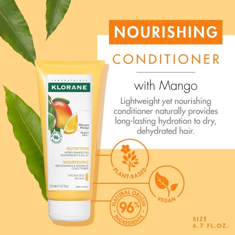 Klorane Mango Conditioner Dry Hair Vegan* 1X 200Ml Bottle - Image 1