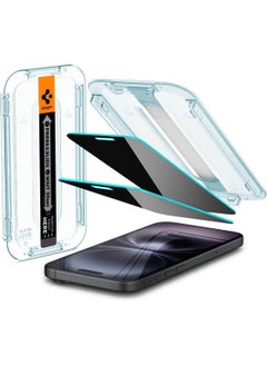 Spigen Glastr Ez Fit [PRIVACY] for iPhone 15 PLUS Privacy Screen Protector Premium Tempered Glass with Auto Align Technology - 2 Pack  - Image 1