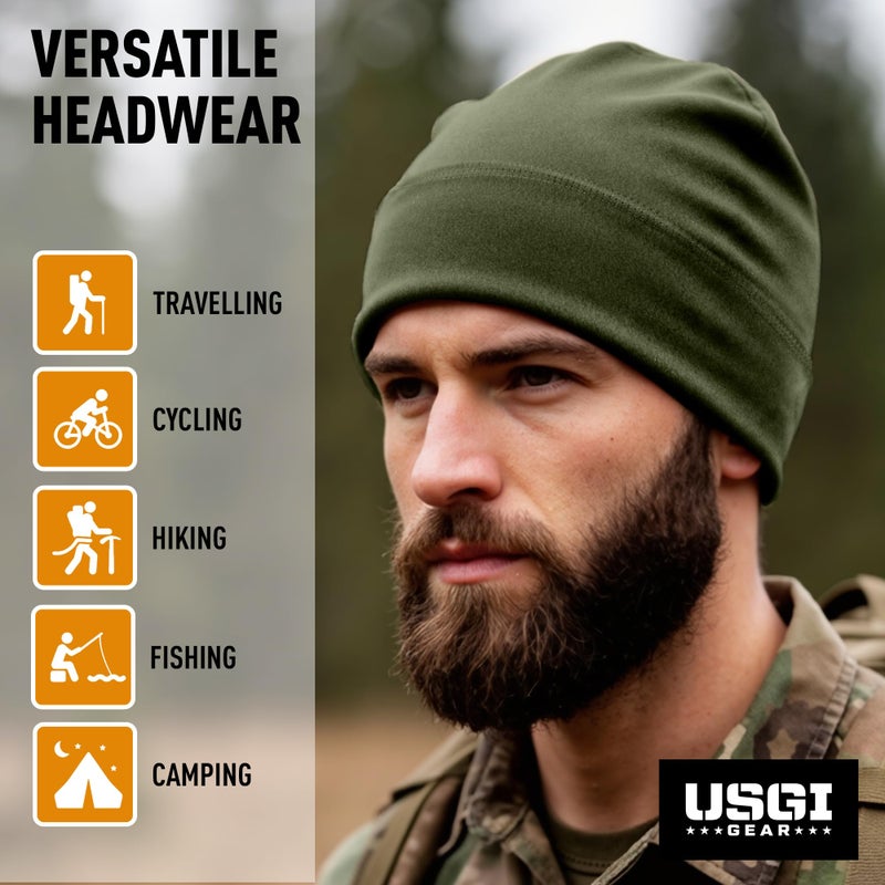 USGI GEAR GI PolartecÂ® 100 Fleece Watch Cap Beanie â€“ Cold Weather Tactical & Outdoor Hat â€“ Made in USA (Olive Drab) - Image 5