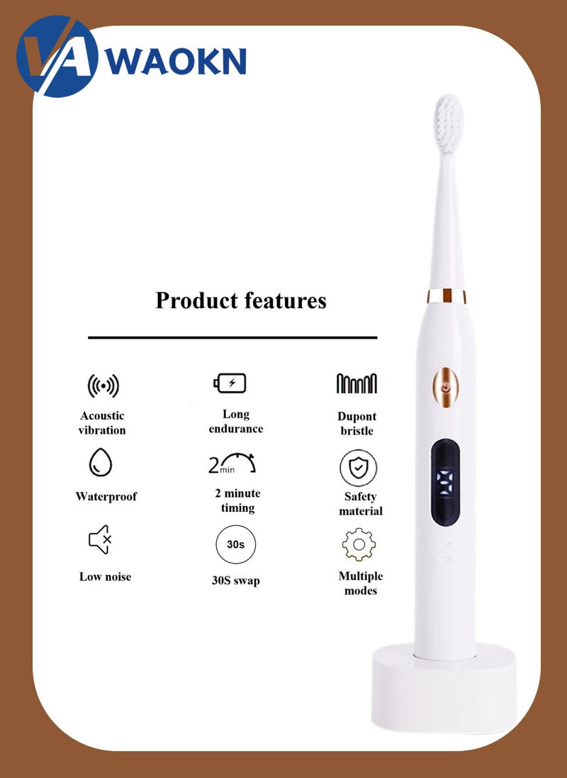 Rechargeable Sonic Electric Toothbrush High-frequency Vibration IPX7 Waterproof Power Toothbrush 9 Modes Adjustable and Smart Electric Toothbrush with 2 Detachable Soft-bristle Brush Heads - pzsku/Z675145531A237AFC15A7Z/45/_/1709697049/b2714fa9-62e6-4de9-b611-05e731b6b677