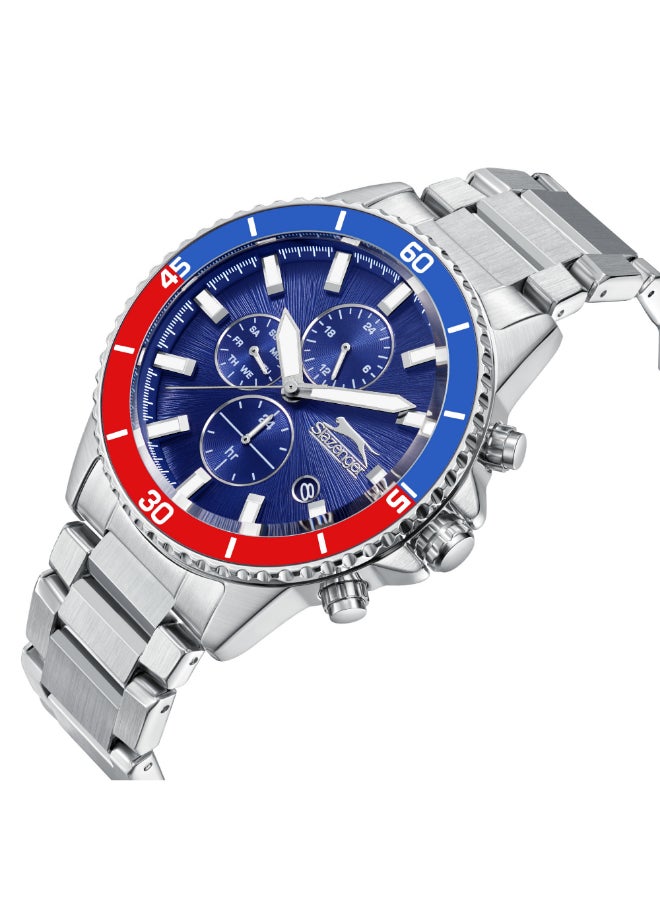 سلازنجر ساعة رجالية متعددة الوظائف بسوار معدني فضي - Image 2