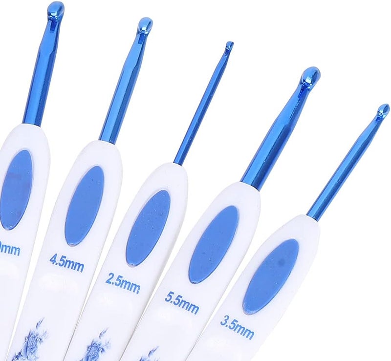 DIY Knitting Tool Crochet Hook Aluminum Set, Metal Crochet Needles with Blue and White Porcelain Pattern Handle, Weaving Tool for Knitting and Sewing Projects (Blue Crochet Set) - Image 4