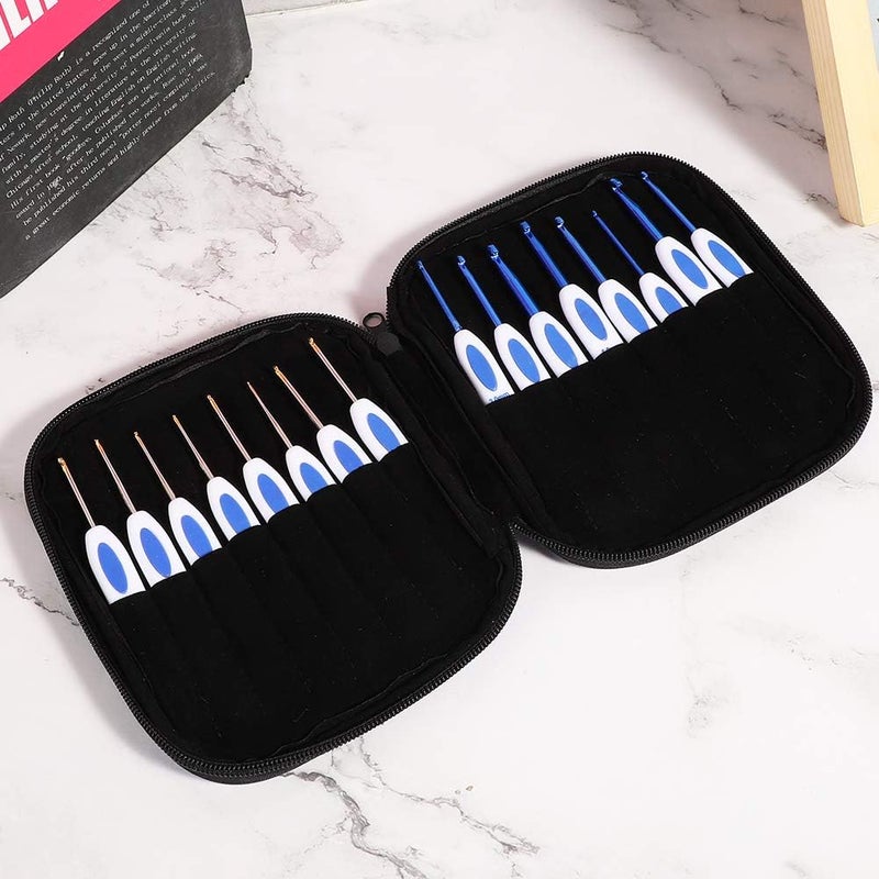 DIY Knitting Tool Crochet Hook Aluminum Set, Metal Crochet Needles with Blue and White Porcelain Pattern Handle, Weaving Tool for Knitting and Sewing Projects (Blue Crochet Set) - Image 2