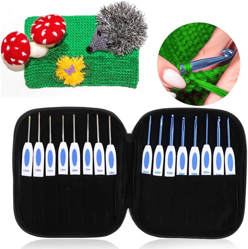 DIY Knitting Tool Crochet Hook Aluminum Set, Metal Crochet Needles with Blue and White Porcelain Pattern Handle, Weaving Tool for Knitting and Sewing Projects (Blue Crochet Set) - Image 3