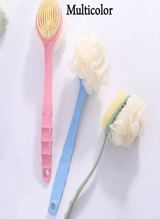 Red Champion 2in1 Bath Body Brush with Soft Loofah and Bristles, Back Scrubber with Curved Long Handled Shower Brush for Women & Men Body, Face and Spa Washing (Assorted Color) - Image 3