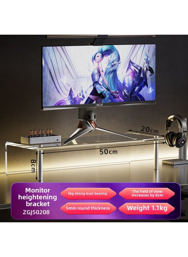 Neck Protection Acrylic Computer Monitor Height Rack Desktop Computer Bracket Elevated Base Storage Rack Office Supplies-Color:ZGJ50208 Heightening Frame 500*200*80 (leg 8cm)  - Image 1