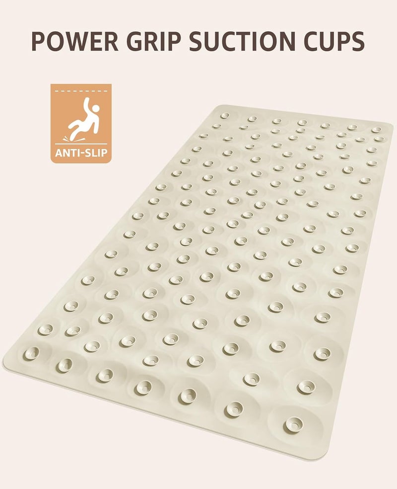 Bligli Non-Slip Bathtub Mat, Soft Rubber Anti-Slip Bathroom Bath Shower Mat Tub Mats with Strong Suction Cups, 100% BPA Free (Beige Pebble) - Image 4