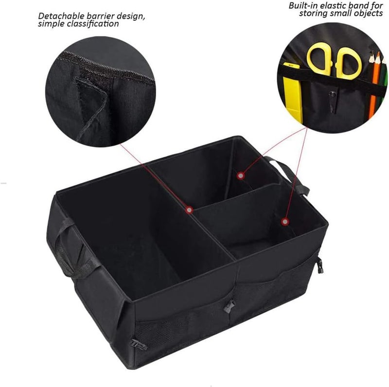 Car Trunk Organizer - Collapsible Multi-Compartment Automotive Storage - Black - Image 5