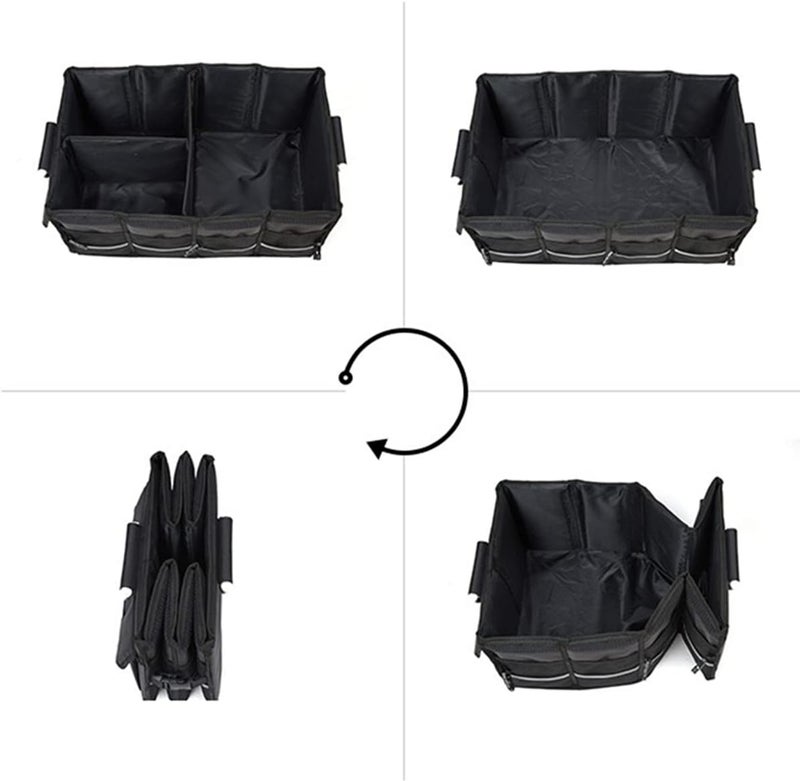 Car Trunk Organizer - Collapsible Multi-Compartment Automotive Storage - Black - Image 4