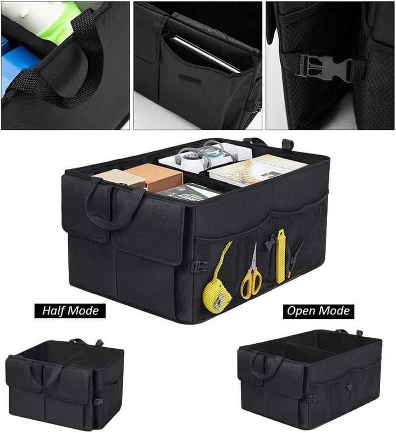 Car Trunk Organizer - Collapsible Multi-Compartment Automotive Storage - Black - Image 2