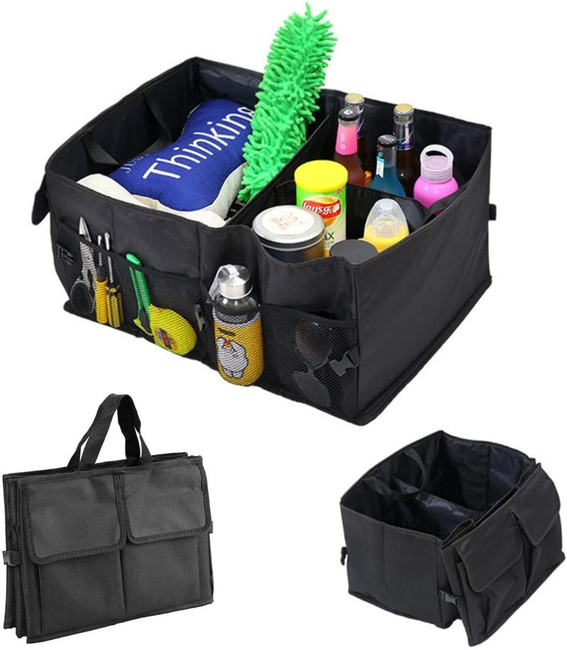 Car Trunk Organizer - Collapsible Multi-Compartment Automotive Storage - Black - Image 1