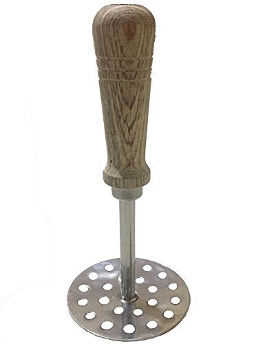 Shradha Trading Shradha Trading Potato Masher Bean Masher Pea Masher Crusher Ricer Stainless Steel Silver Wooden Handle 