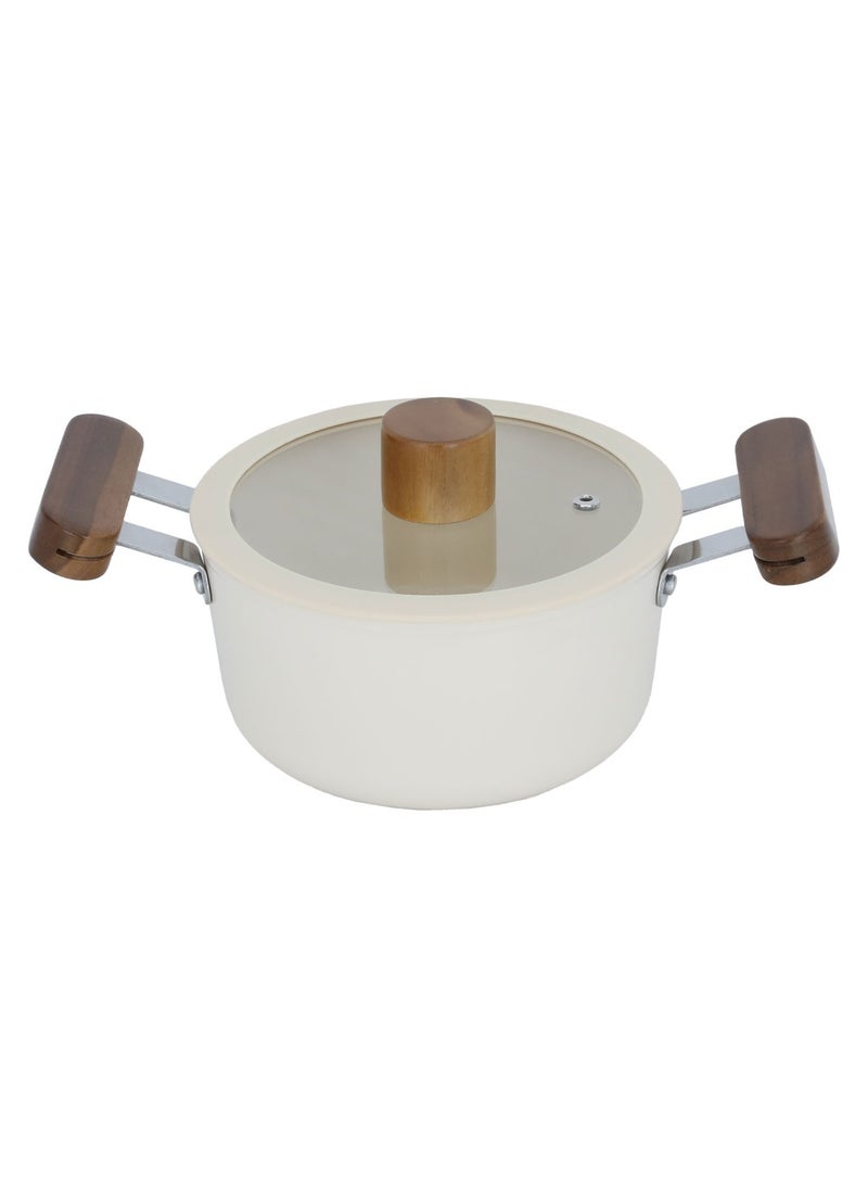 Tornedo Tornado Pot Beige Wooden Handle Glass Lid 16 Cm - Image 1