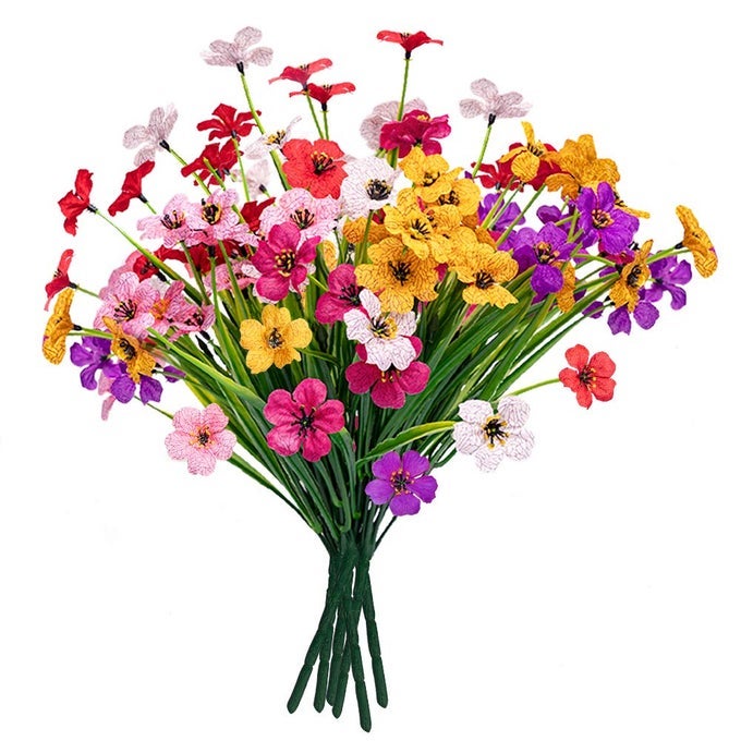 Artificial Flowers for Outdoors 6 Bundles Fake Flowers UV Resistant Faux Plastic Plants No Fade for Planters Window Box Patio Porch Garden Yard Indoor Outside Summer DecorationsMix Color1