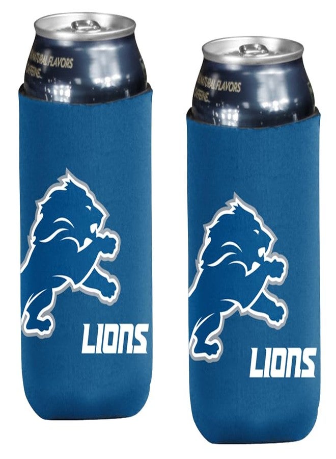 Football Can & Bottle Coozie Holder Insulator Beverage Huggie Cooler (Detroit Blue Can 2-Pack (Lions))