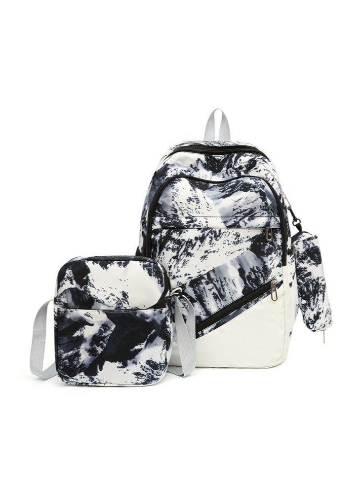 هالامودو طقم حقيبة ظهر مصبوغة بربطة عنق مكون من حقيبة ظهر واحدة وحقيبة كتف صغيرة وحقيبة أقلام رصاص حقيبة مدرسية حقيبة كتب بسيطة عصرية حقيبة ظهر للمراهقين للأولاد والبنات والأطفال - Image 1