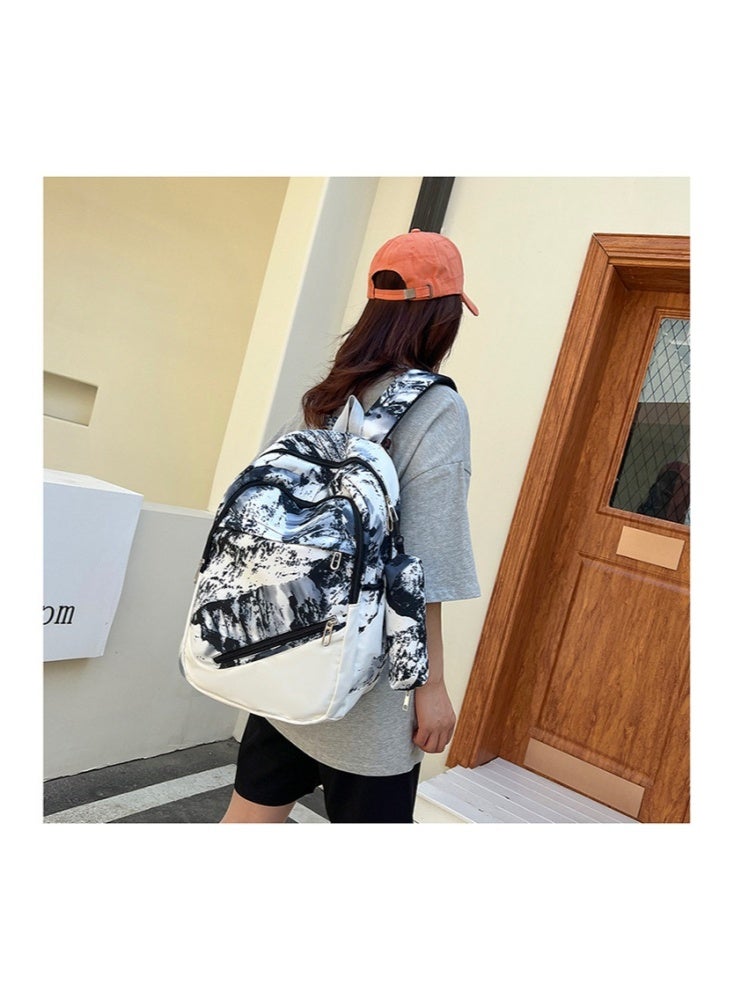 هالامودو طقم حقيبة ظهر مصبوغة بربطة عنق مكون من حقيبة ظهر واحدة وحقيبة كتف صغيرة وحقيبة أقلام رصاص حقيبة مدرسية حقيبة كتب بسيطة عصرية حقيبة ظهر للمراهقين للأولاد والبنات والأطفال - Image 2