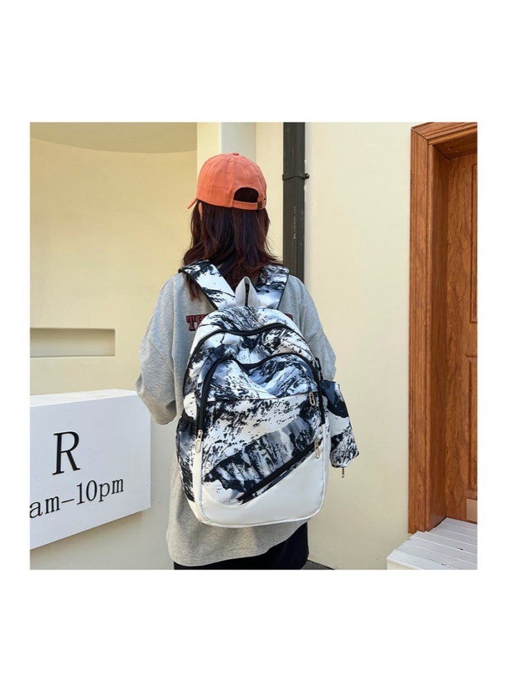 هالامودو طقم حقيبة ظهر مصبوغة بربطة عنق مكون من حقيبة ظهر واحدة وحقيبة كتف صغيرة وحقيبة أقلام رصاص حقيبة مدرسية حقيبة كتب بسيطة عصرية حقيبة ظهر للمراهقين للأولاد والبنات والأطفال - Image 3