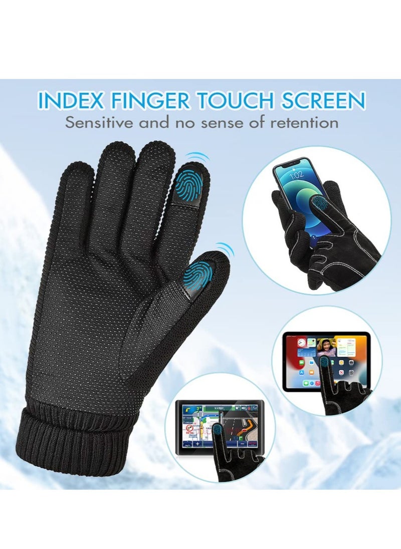 SYOSI Winter Warm Gloves, Anti Slip Touchscreen Gloves Knit Elastic Cuff, Windproof Thermal Gloves, Cold Weather Water Resistant Cycling Outdoor Sports Gloves for Men Women  - Image 5