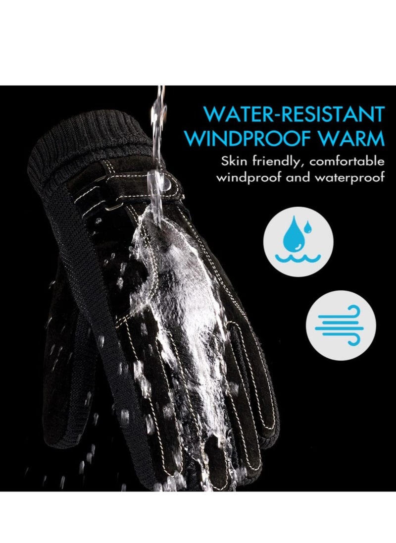 SYOSI Winter Warm Gloves, Anti Slip Touchscreen Gloves Knit Elastic Cuff, Windproof Thermal Gloves, Cold Weather Water Resistant Cycling Outdoor Sports Gloves for Men Women  - Image 4