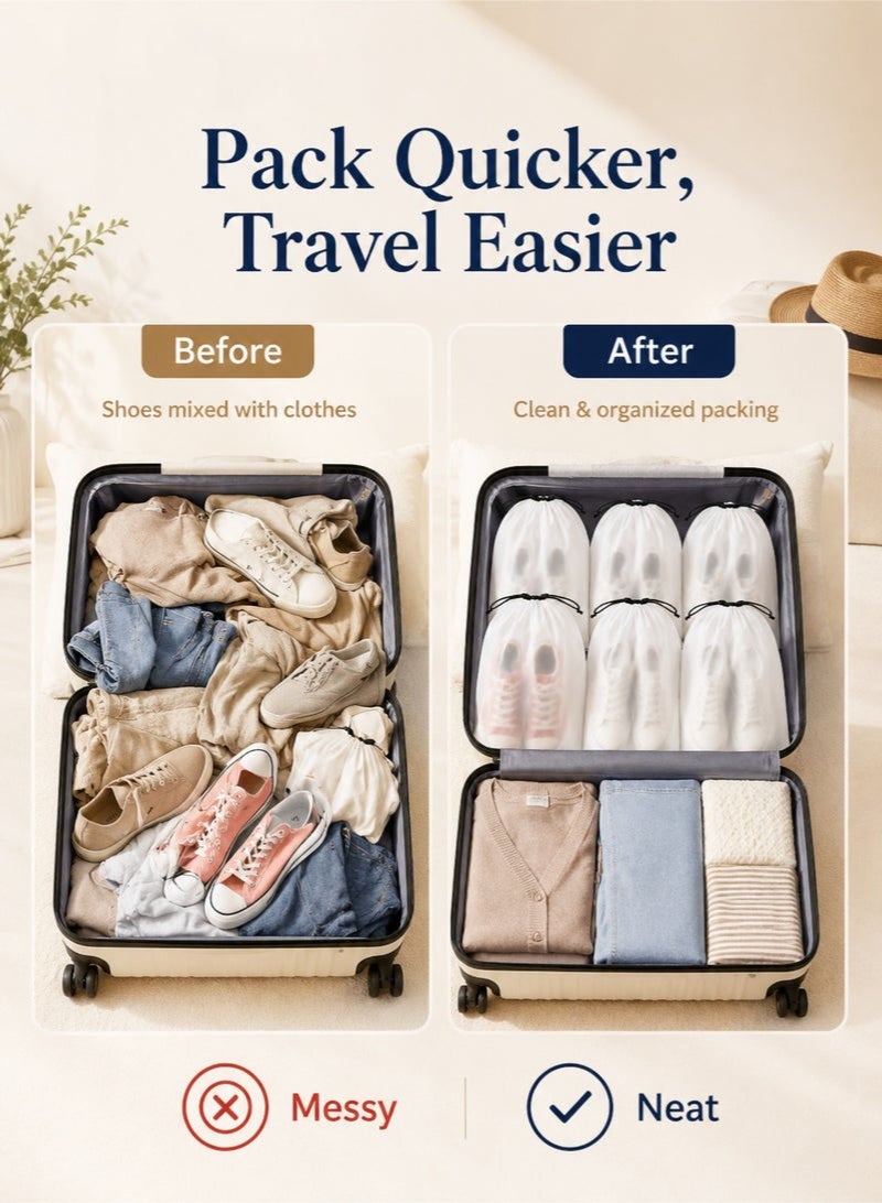 LuckyNov 10 PCS Drawstring Shoe Bags for Travel, Dustproof Shoe Storage Pouches, Lightweight Packing Organizer Bags for Luggage, Closet and Gym - Image 4