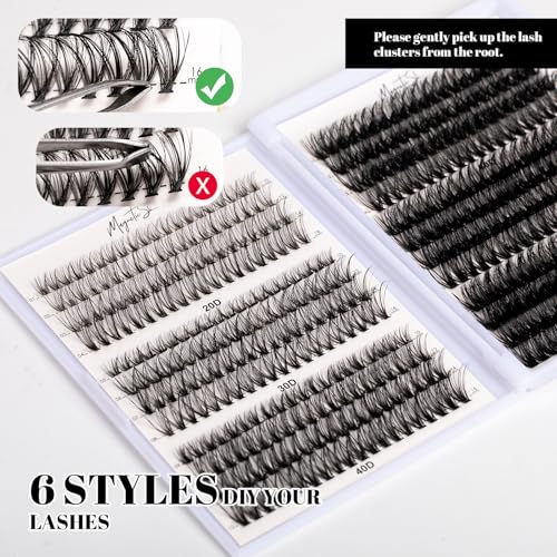 Magnetic SL Lash Clusters 480 Clusters D Curl 10-20mm False Eyelash 60D 80D 100D Thick Eyelash Extension 20D 30D 40D Individual Eyelashes Multi-Style DIY Lash Extensions for Beginners(20D-100D-D, 10-20MIX) - Image 5