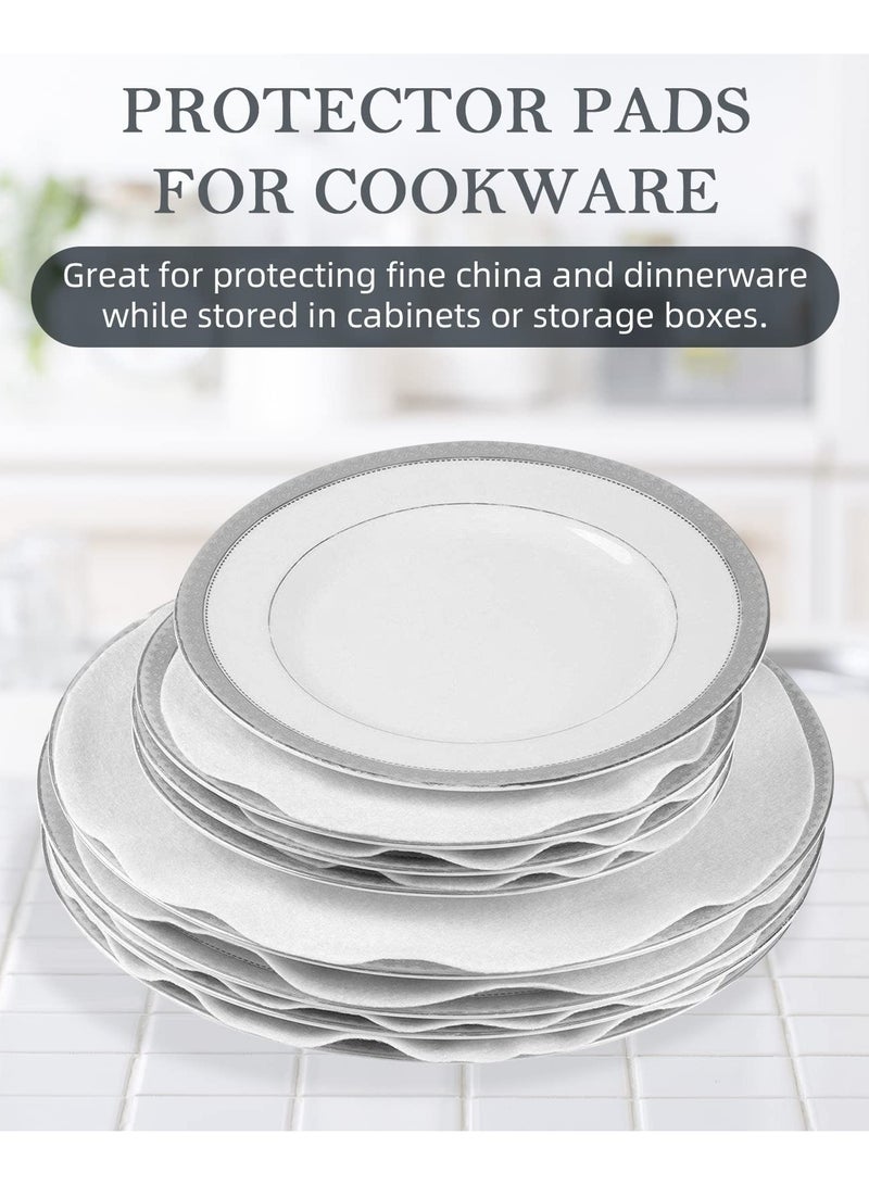 SYOSI Felt Plate Storage Dividers Protectors, 36 Pack Felt Round Plate Separators Pads Dish Storage Protectors Pads with 3 Sizes, Dish Storage Protectors Pads for Packing Stacking Cookware, White  - Image 2