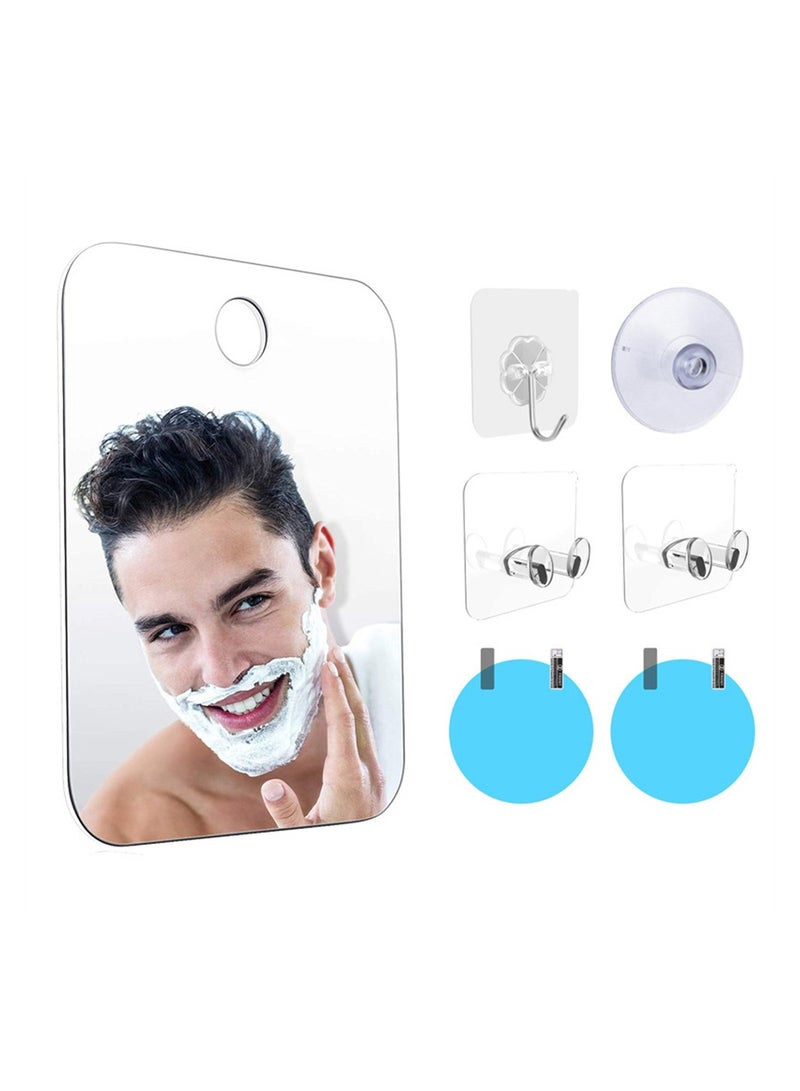 KASTWAVE Anti-Fog Shower Mirror Kit, Shower Makeup Shave Mirror, Frameless Shower Mirror, Wall Hanging Mirror, Fogless Shower Mirror, Lightweight Portable Fogless Mirror for Men and Women - Image 1