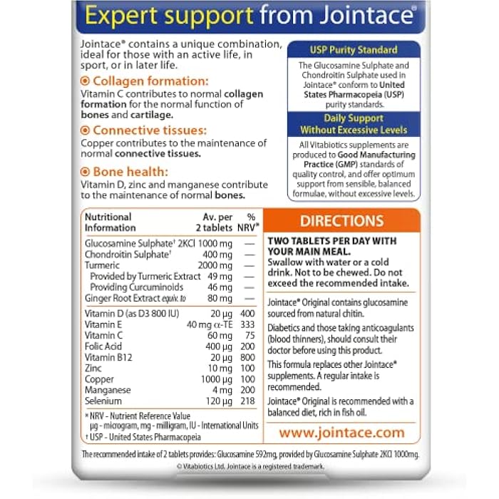 JOINTACE Vitabiotics Jointace Glucosamine & Chondroitin 30 Tablets - Image 2