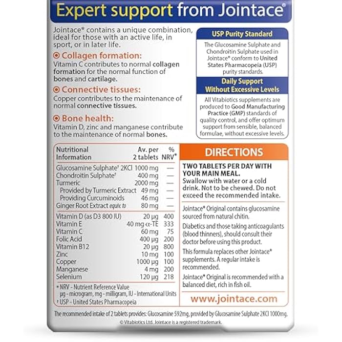 JOINTACE Vitabiotics Jointace Glucosamine & Chondroitin 30 Tablets - Image 5