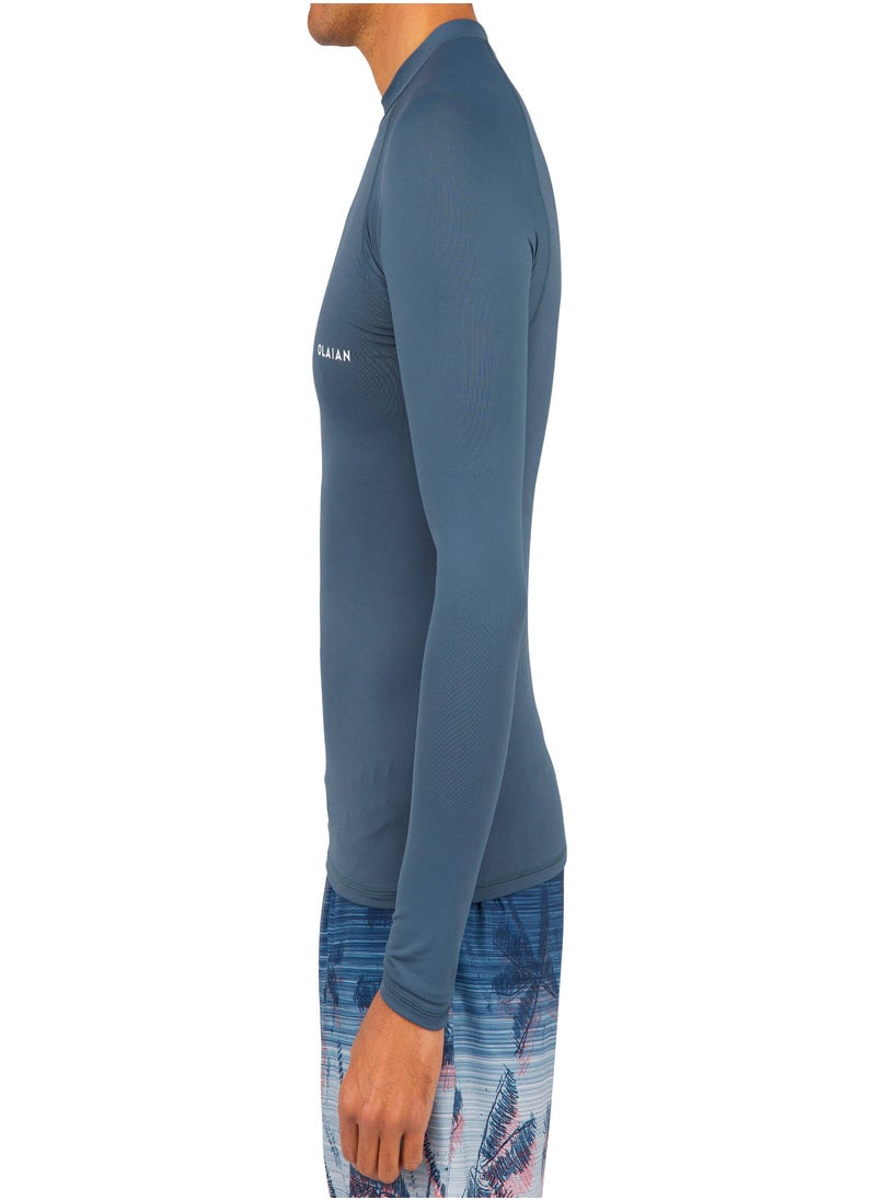 OLAIAN OLAIAN by DECATHLON, Men Surfing UV Rash Guard 100 Long Sleeved Grey  - Image 2