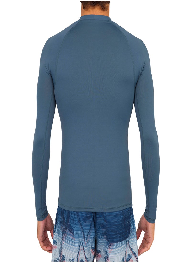 OLAIAN OLAIAN by DECATHLON, Men Surfing UV Rash Guard 100 Long Sleeved Grey  - Image 3