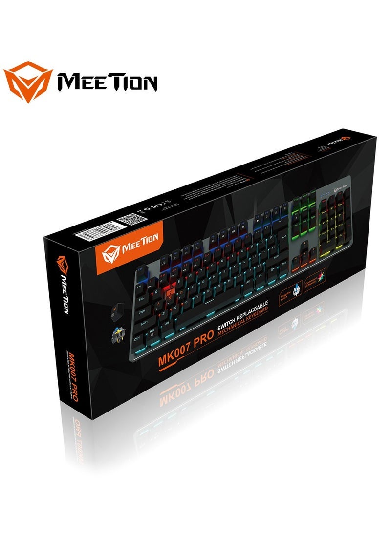 Meetion Meetion MK007 PRO Hot swap Mechanical Keyboard Pluggable Switch Full keys Anti-ghosting Colorful LED Backlight customizable autonomously Keyboard (Black)  - Image 1