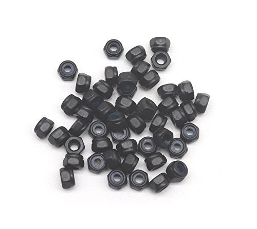 binifiMux 100Pcs M2.5 x 0.45mm Nylon Inserted Hex Self Lock Nuts, Black Zinc Plated, DIN985 - Image 1
