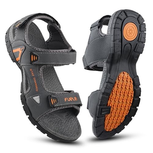 FUEL Rambo-04 Comfortable & Lightweight of Anti-Skid Flexible & Breathable for Running & Walking Stylish Casual Sandal For Men's (Grey-6UK) - Image 1