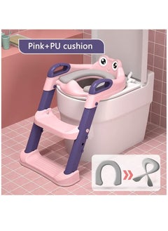Arababy Potty Training Seat, Toddler Toilet Seat with Adjustable Step Stool Ladder, 2 in 1 Foldable Toilet Training Seat for Kids, Splash Guard & Anti-Slip Pad Safe Handles for Boys Girls (Pink)  - Image 5