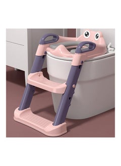 Arababy Potty Training Seat, Toddler Toilet Seat with Adjustable Step Stool Ladder, 2 in 1 Foldable Toilet Training Seat for Kids, Splash Guard & Anti-Slip Pad Safe Handles for Boys Girls (Pink)  - Image 1