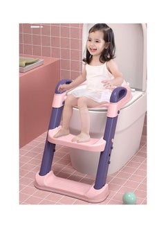 Arababy Potty Training Seat, Toddler Toilet Seat with Adjustable Step Stool Ladder, 2 in 1 Foldable Toilet Training Seat for Kids, Splash Guard & Anti-Slip Pad Safe Handles for Boys Girls (Pink)  - Image 2