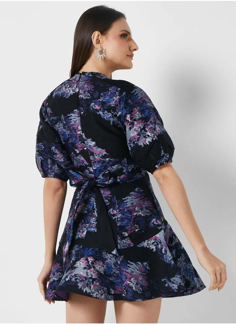 Ted Baker Puff Sleeve Printed Dress